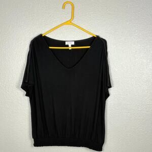Jessica Simpson Esther Size XL Black Ruched Bottom Short Sleeved Women’s Blouse